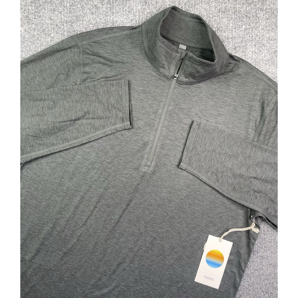 Vuori Ease Performance Half Zip 2.0 Pullover Men's L Aspen Heather Charcoal NWT